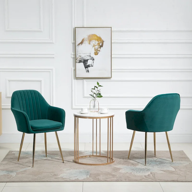 AVAWING Accent Arm Chairs Set of 2 Upholstered Velvet Dining Chairs