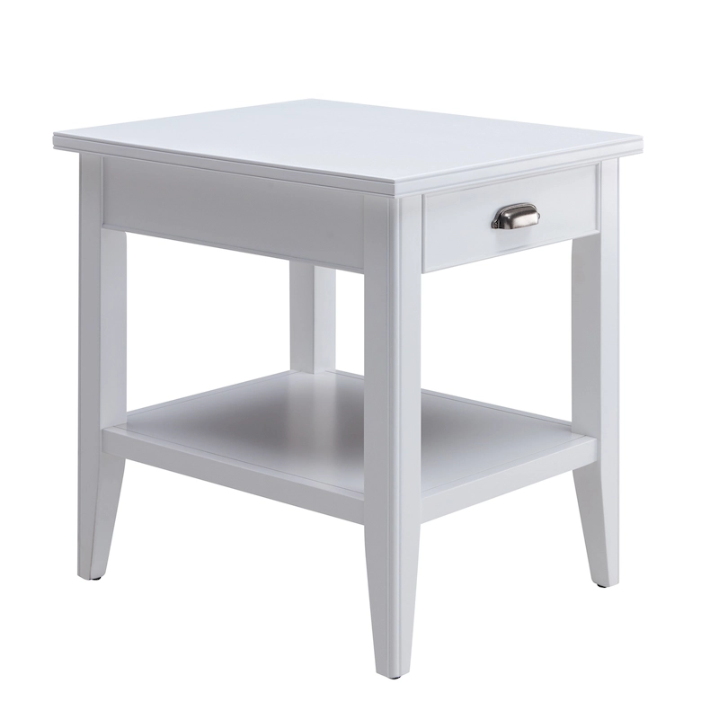 Laurent 20 in. Solid Wood End Table with Shelf and Drawer