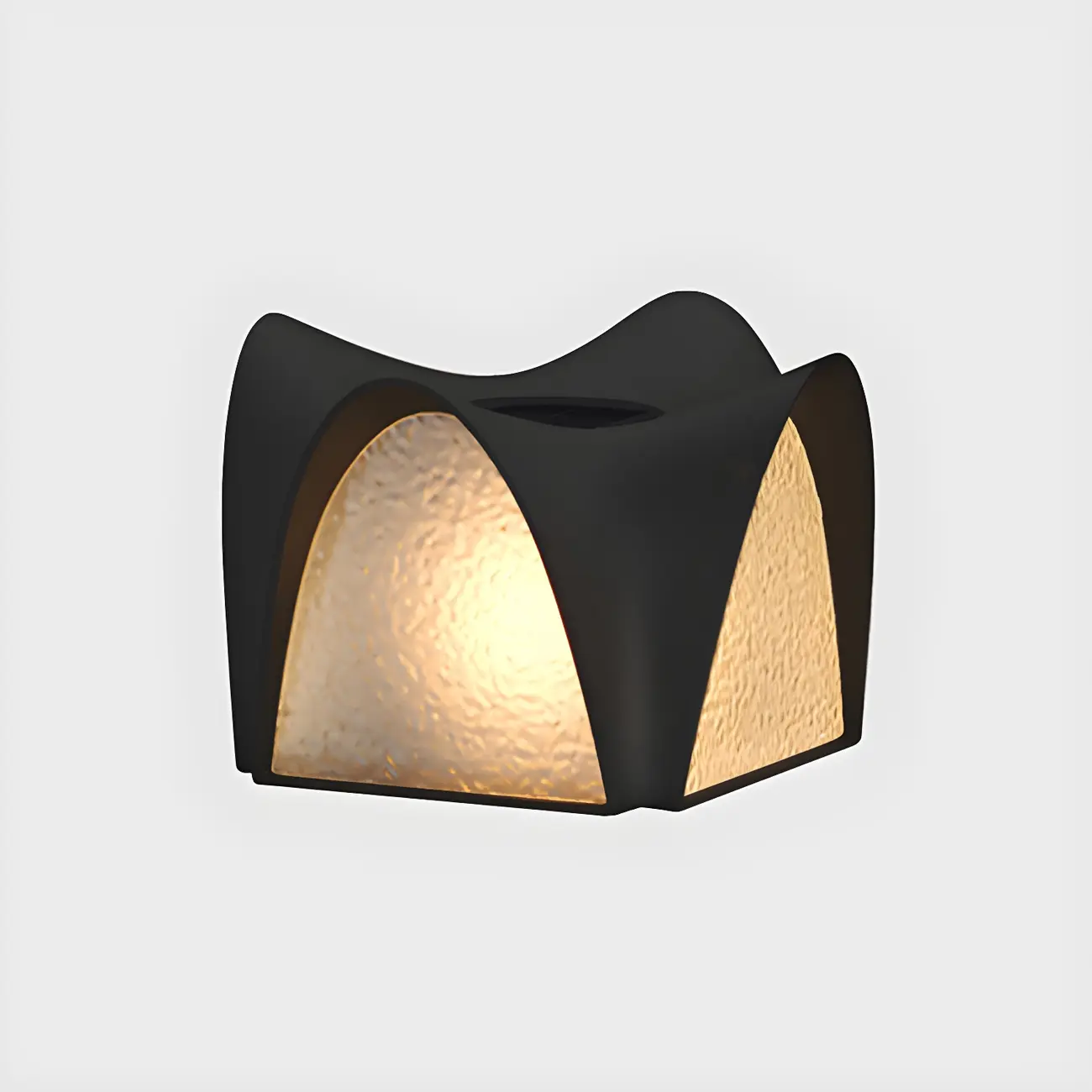 Arched Black Textured Solar Outdoor Post Lights