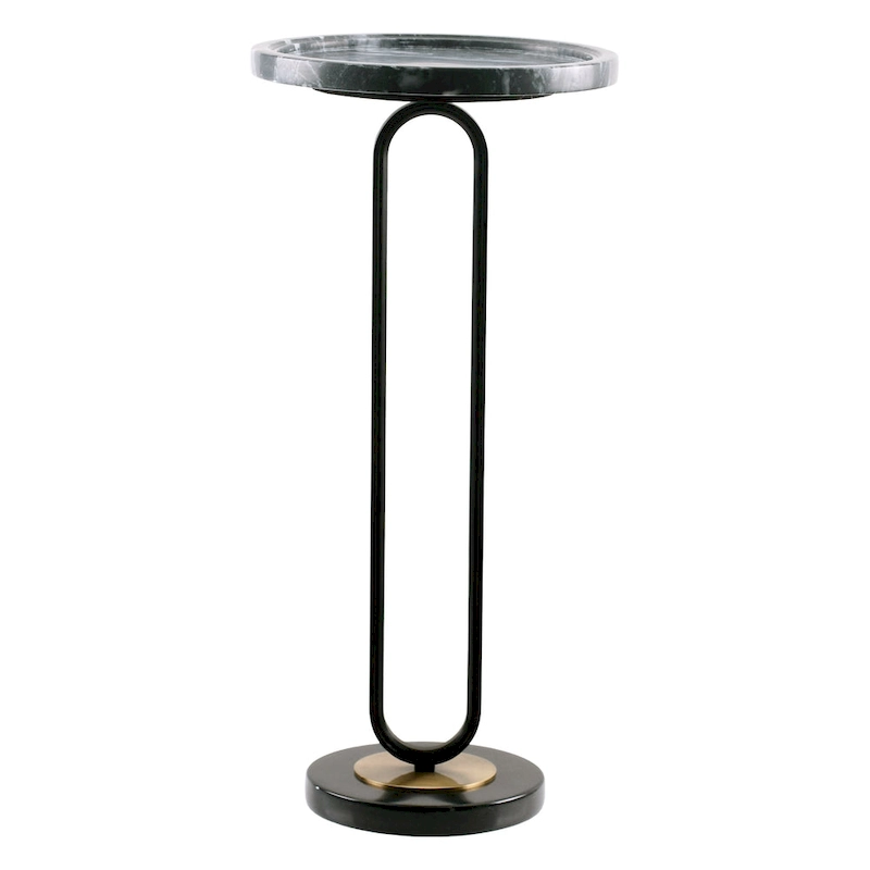 12 Grey Round Marble Metal Marble Pedestal End Table
