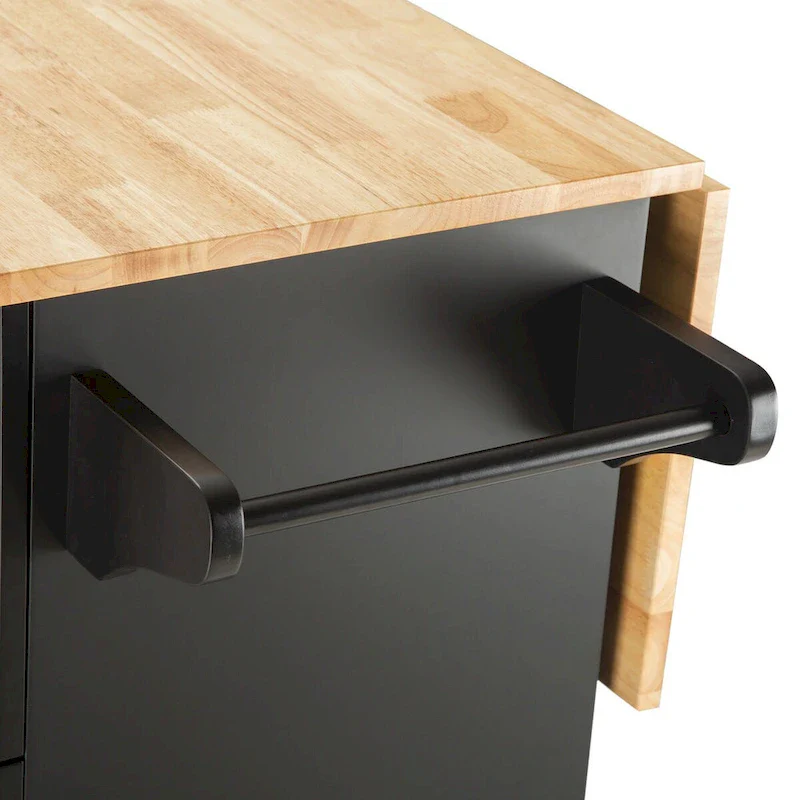 Mobile Kitchen Island & Kitchen Cart,With Extendable Rubber Wood Top and 3 Drawers - 53.93  (L) x 17  (W) x 36.22  (H