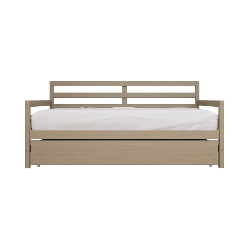 White/Walnut/Black/Light Oak/Antique Grey Railing-Style Twin Daybed with Trundle