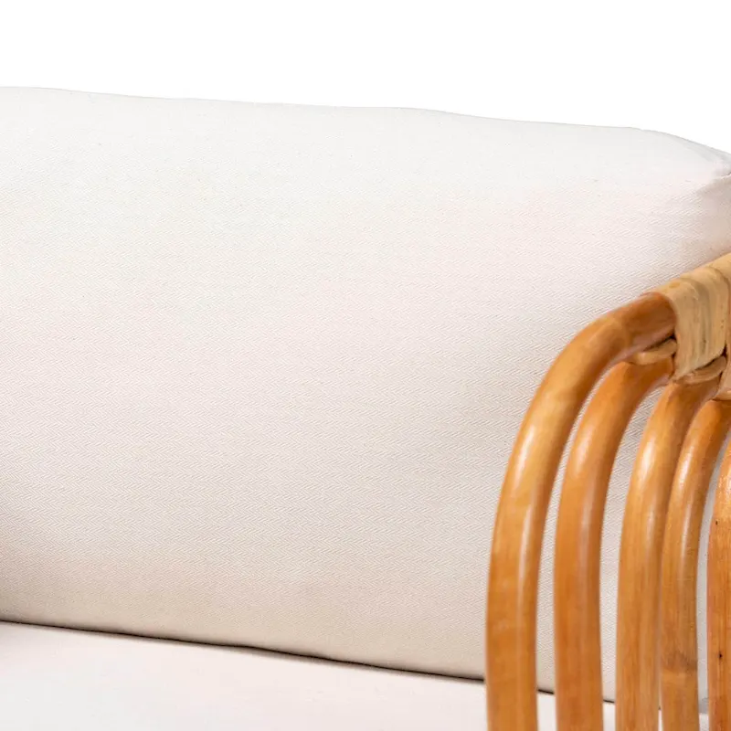 Natural Rattan Arm Chair with White Cushion - Single Seat