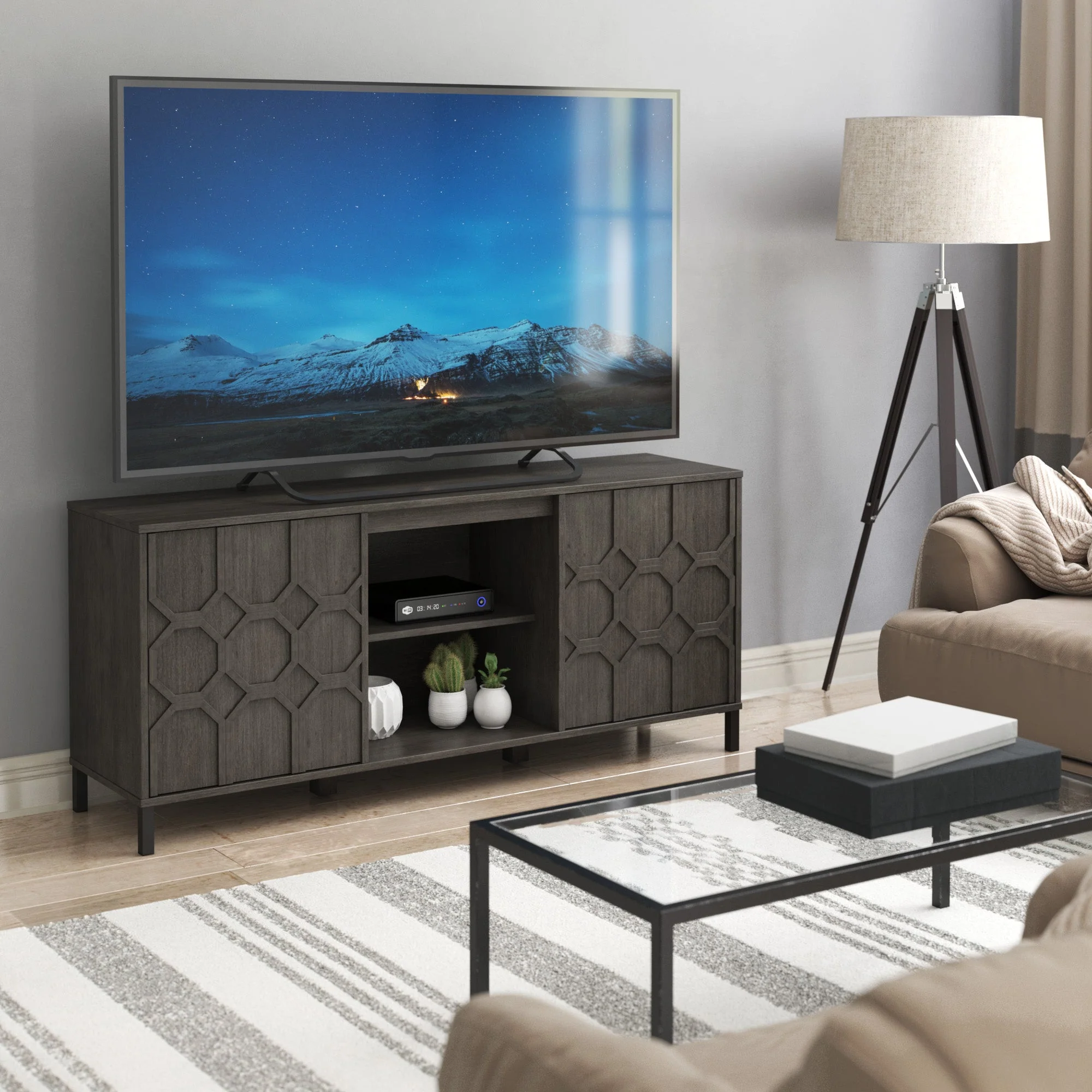 Wood Pattern Design 59' TV Stand Media Console