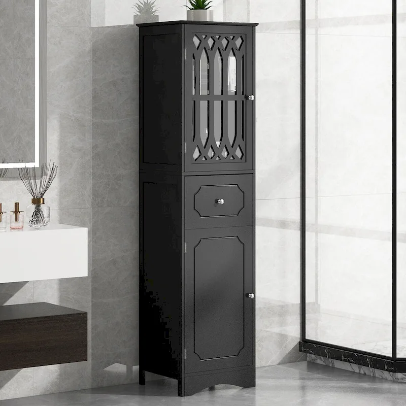 Freestanding Bathroom Storage Cabinet with Drawer and Doors