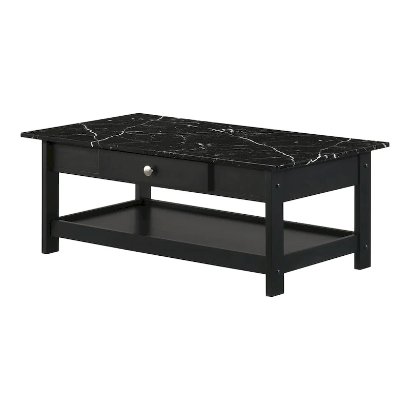 Transitional Rubberwood 3-Piece Coffee Table and End Table Set with Drawer