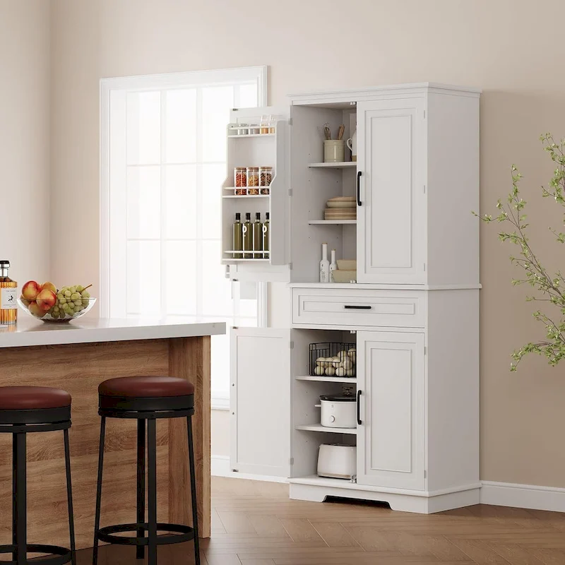 72in Kitchen Storage Pantry Cabinet for Dining Room,Adjustable Shelves