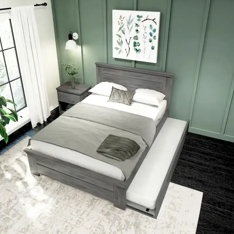 Plank and Beam Farmhouse Full Bed with Panel Headboard with Trundle