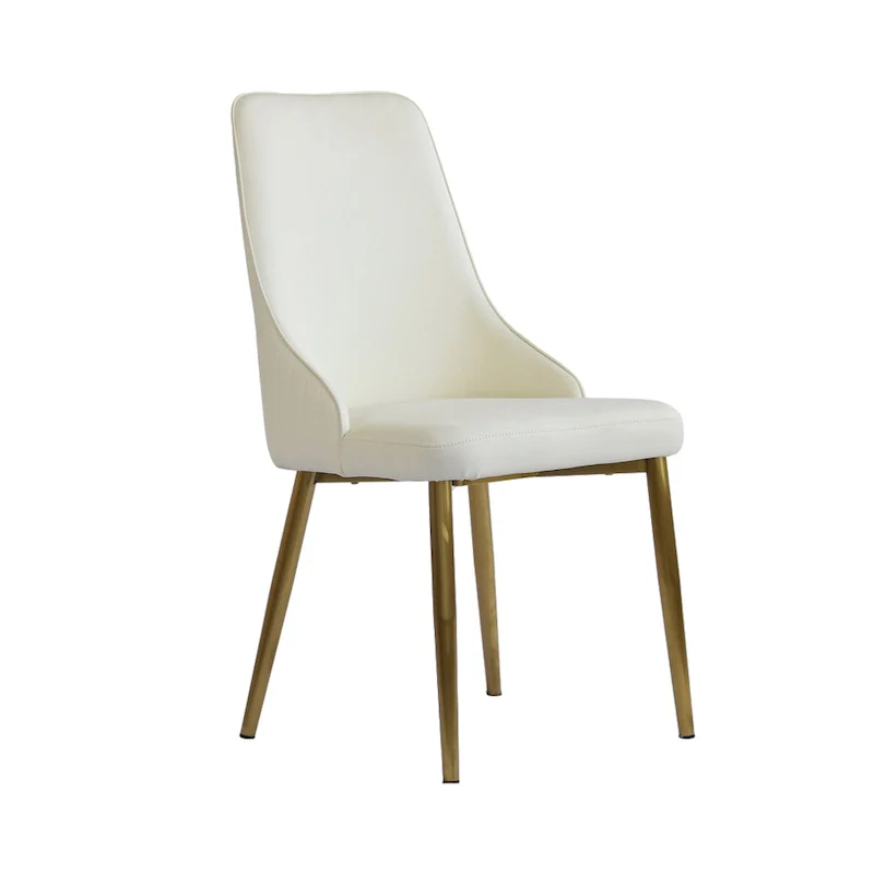 Modern Cream White Faux Leather Dining Chairs (set of 2) - N/A