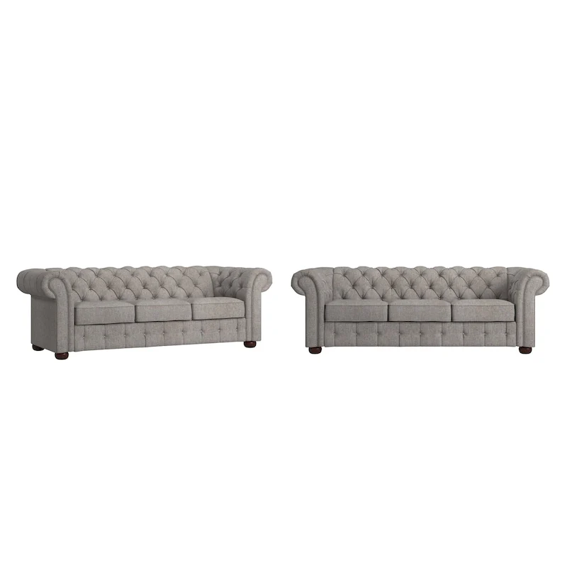 Tufted Scroll Arm Chesterfield Sofa