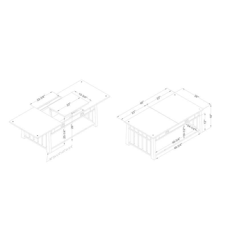 DH BASIC Mission 46-inch Wood Lift Top Coffee Table
