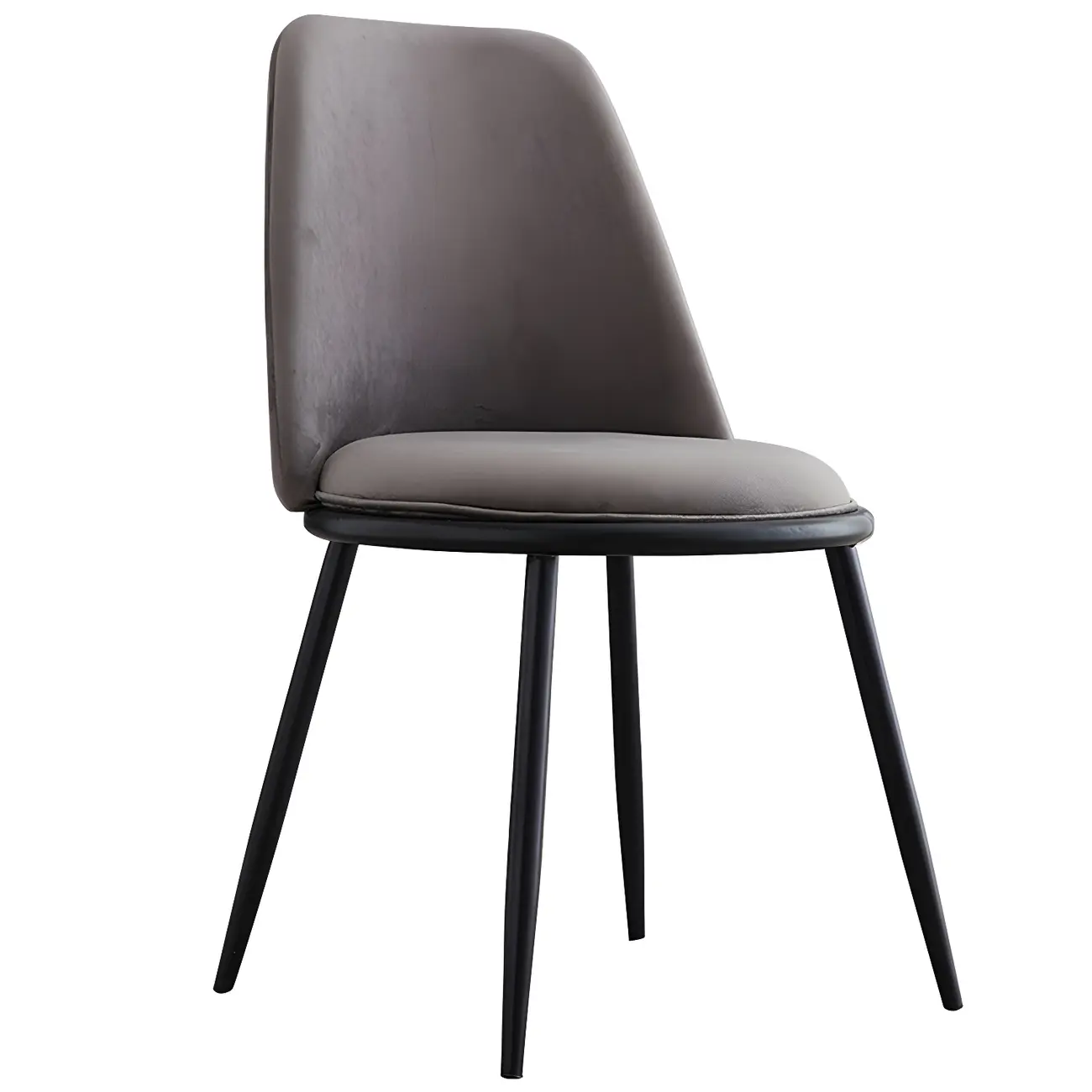 Glam Scandinavian Leather Armless Dining Chairs Metal Frame