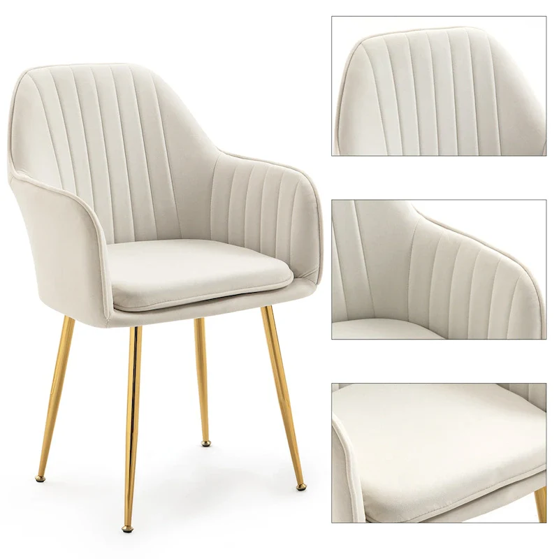 Accent Arm Chairs Set of 2 Upholstered Velvet Dining Chairs