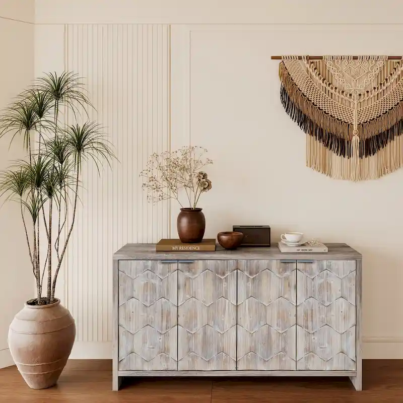 Accent Cabinet Farmhouse Style Wooden Cabinet Sideboard Buffet