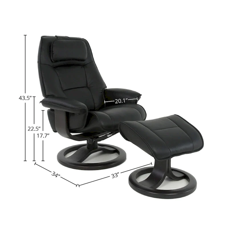 Admiral R Leather Recliner and Ottoman