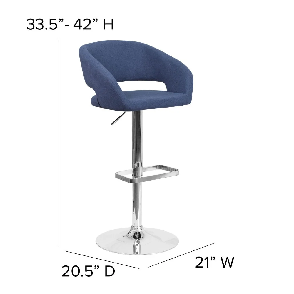 Modern Upholstered Adjustable-Height Barstool with Rounded Back