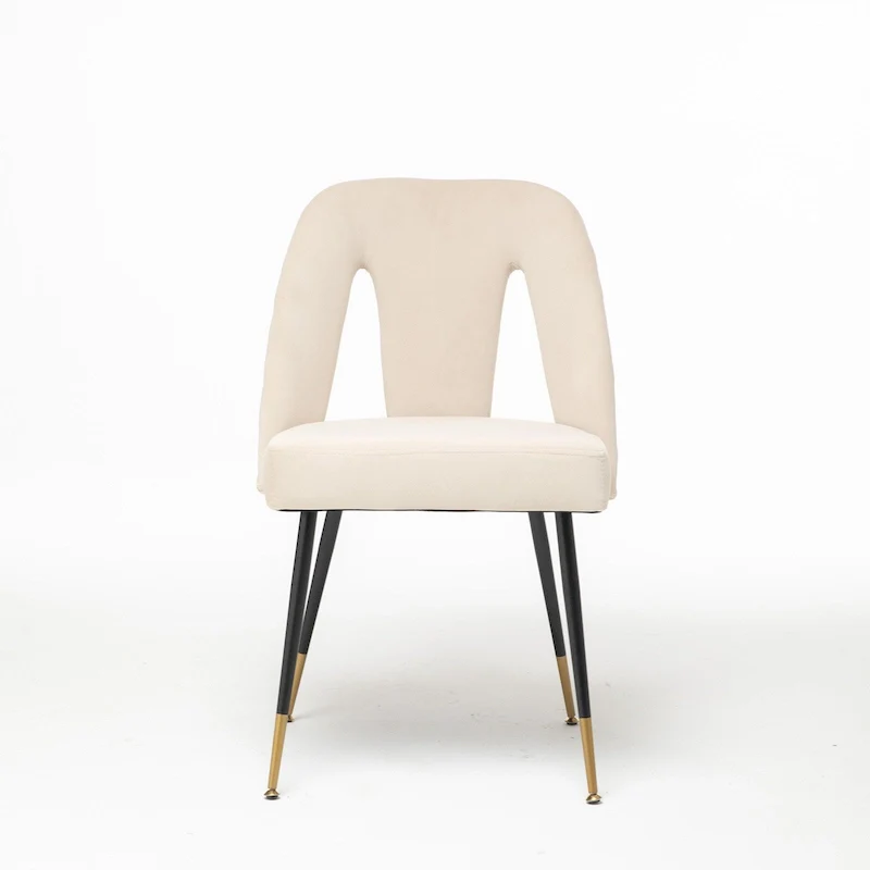 Modern Upholstered Dining Chairs with Nailheads and Metal Legs