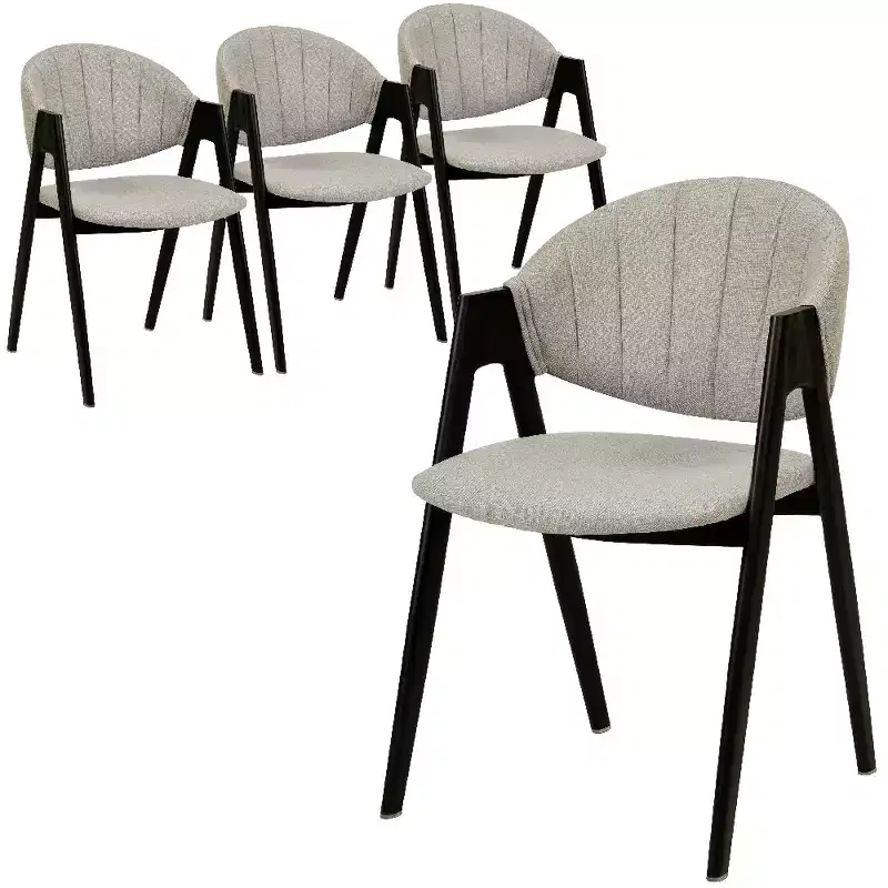 LeisureMod Savor Modern Dining Chair  Upholstered Side Chairs with Curved Back and Iron Frame Mid-Century Kitchen & Dining Room Chairs Set of 4