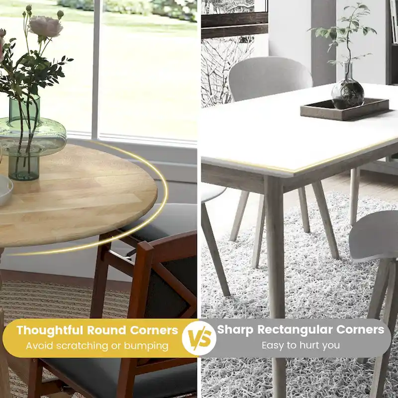 Costway Rustic Dining Table Wooden Dining Table with Round Tabletop & - See Details