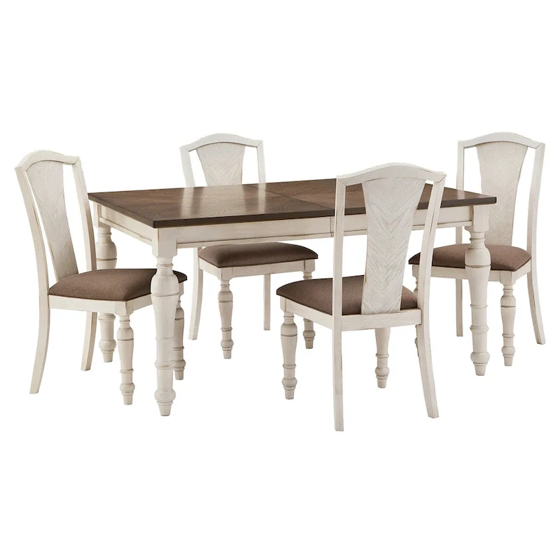 Tournus 4-6-Person Extendable Solid Rubberwood Dining Table Set by iNSPIRE Q Classic