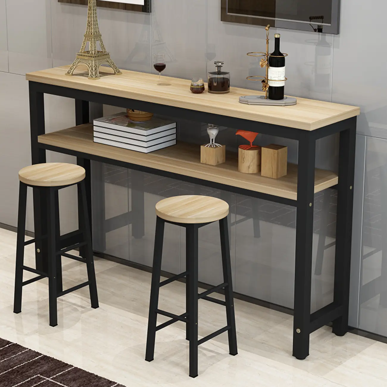 Modern Reddish Engineered Wood Bar Tables