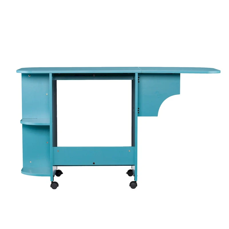 SEI Furniture Eastwick Expandable Rolling Sewing Table/Craft Station - Turquoise