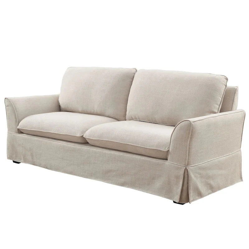 Slipcovered Sofa - Linen-Like Fabric - 3 Seater
