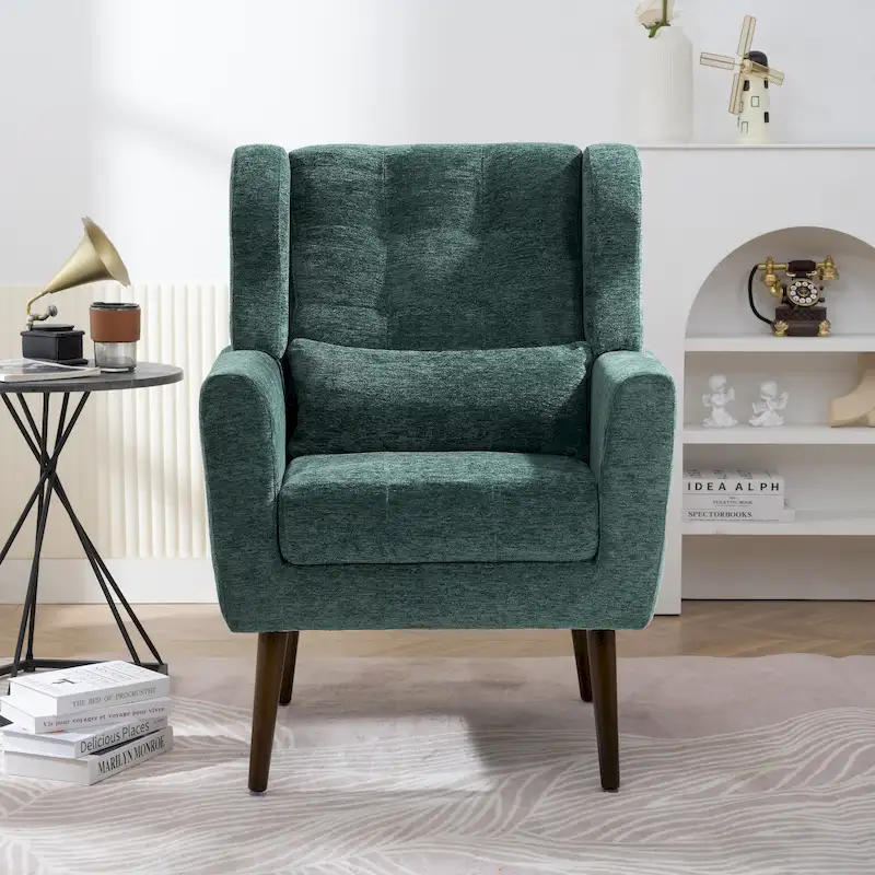 Chenille Fabric Accent Chair with Arm