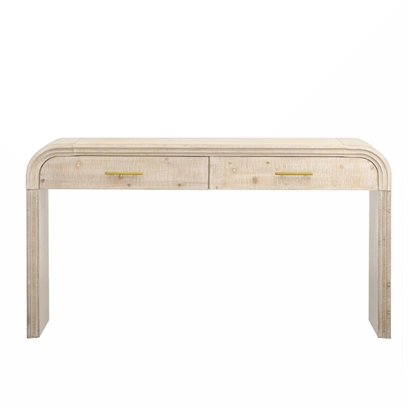 Unique Retro Silhouette Console Table with Open Style, Two Top Drawers