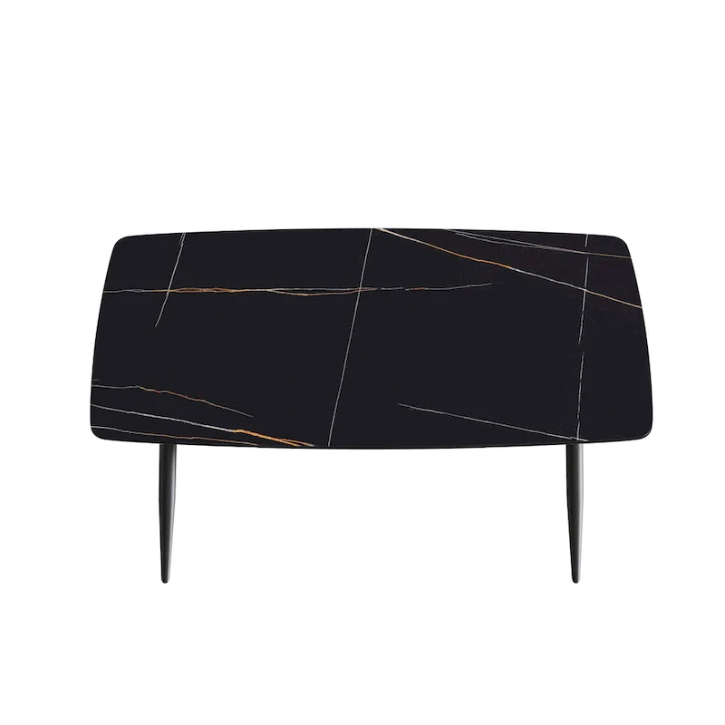 63 Modern Dining TableSintered Stone Tabletop with Black Base