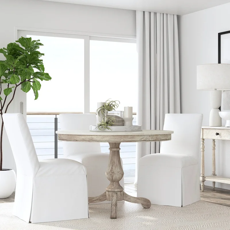 Danielle 44  Round Pedestal Marble Dining Table