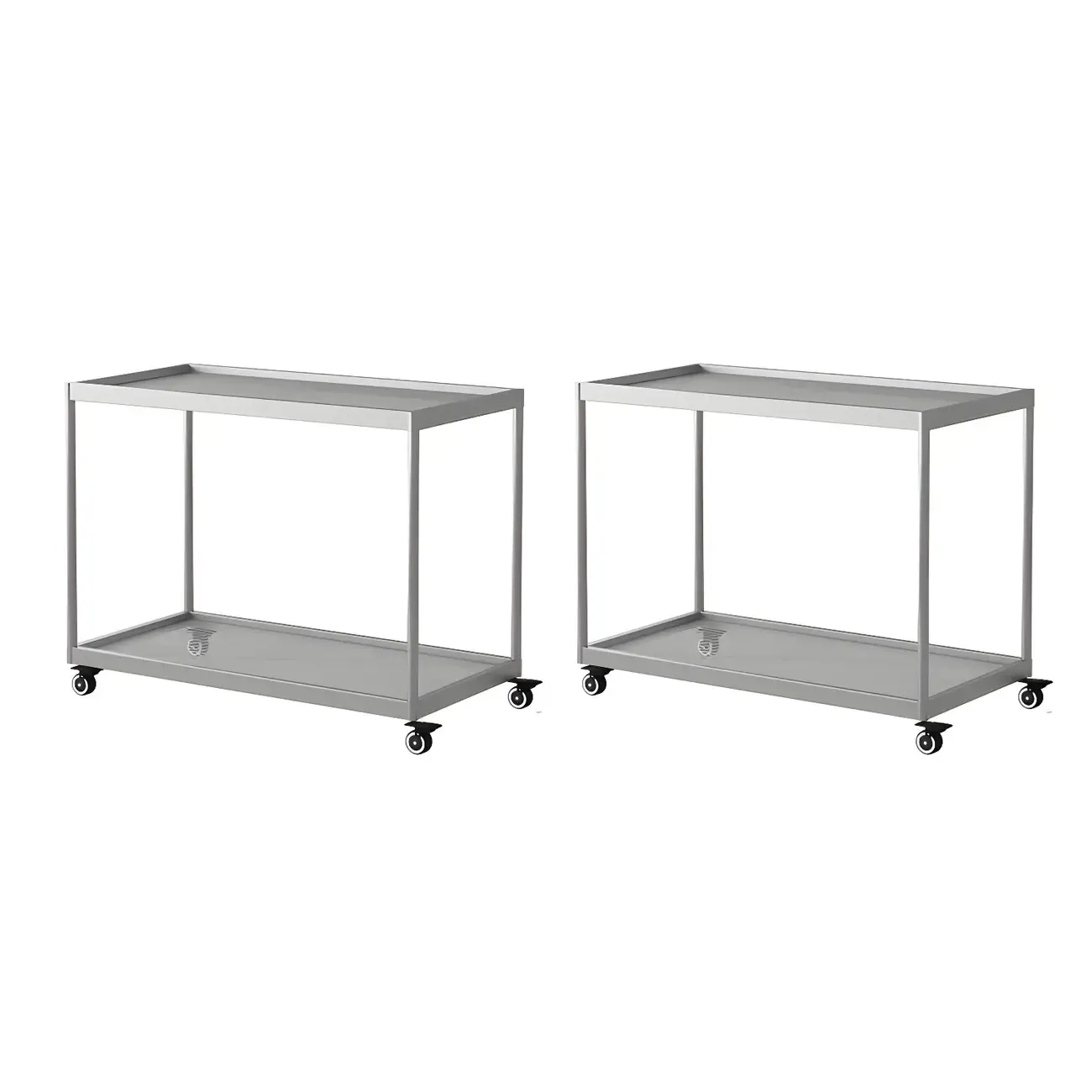 Gold Glass Rectangular Top Shelf Side Table on Wheels