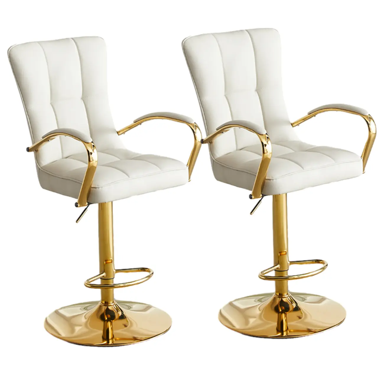 Glam Leather Adjustable Bar Stools with High Back