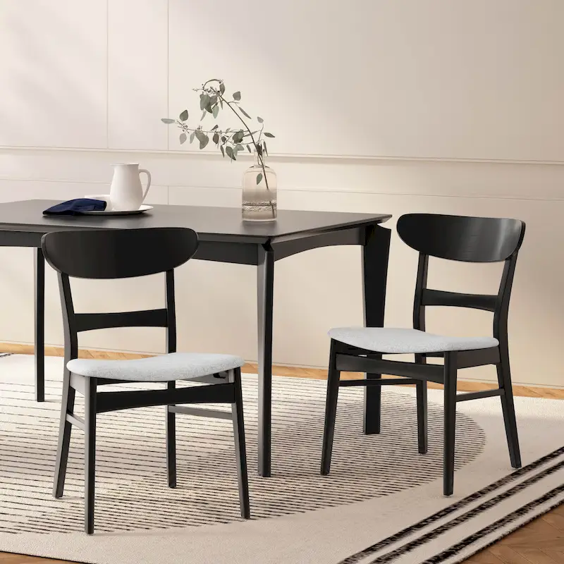 Abrielle Mid-Century Modern Upholstered Rubberwood Dining Chair (Set of 2) by Christopher Knight Home