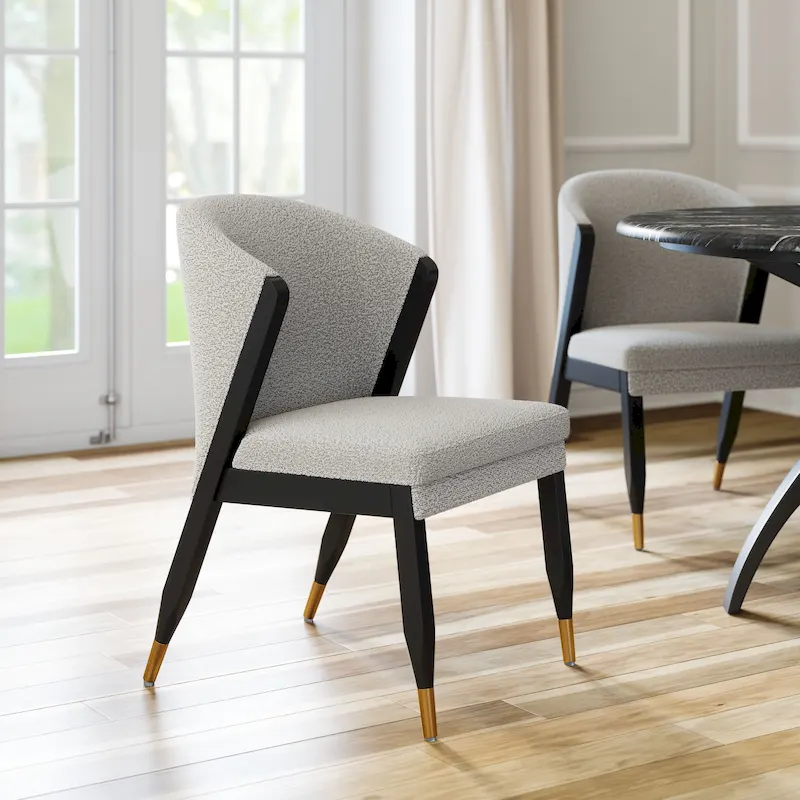 Solid Wood Frame Dining Chair with Performance Fabric – Misty Gray, Upholstered Seat
