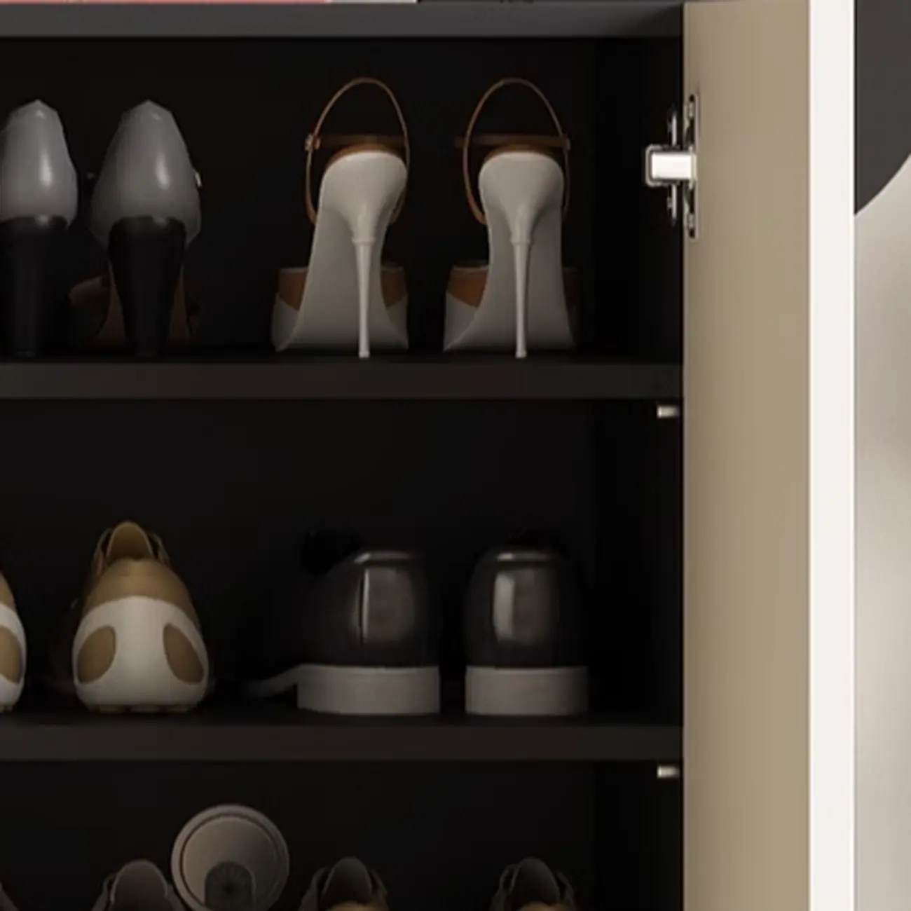 Black Metal Shoe Cabinet with Adjustable Shelves