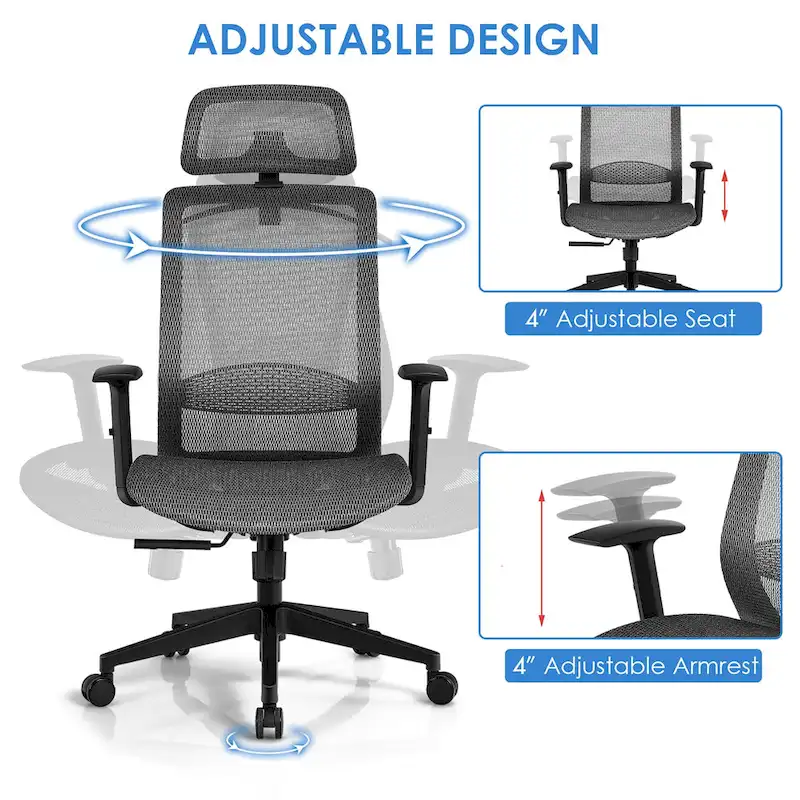 Costway Ergonomic High Back Mesh Office Chair Recliner Task Chair - See Details