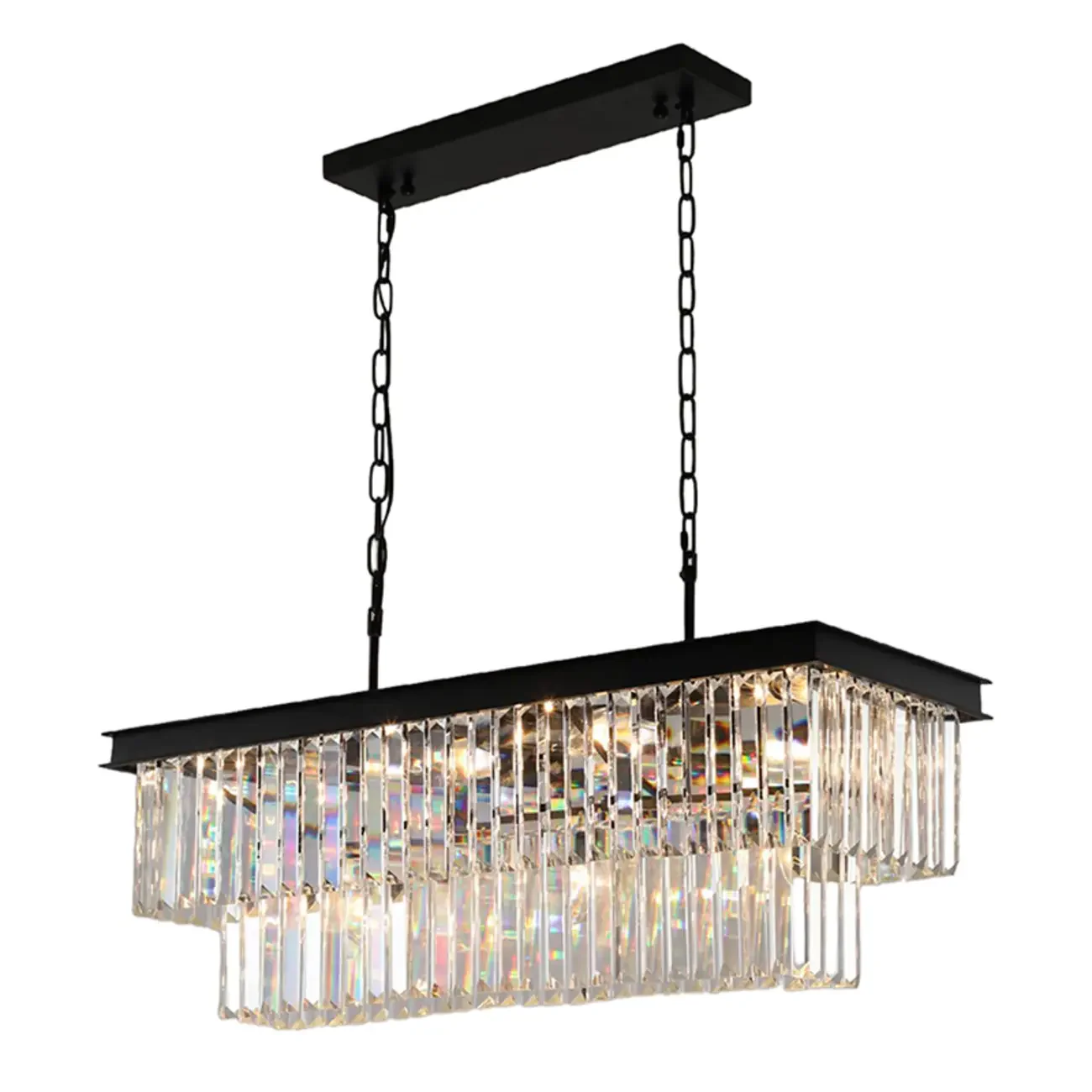 Modern 2-Tier Crystal Island Pendant Lighting for Kitchen