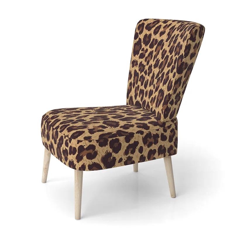 Brown Leopard Print Upholstered Accent Chair