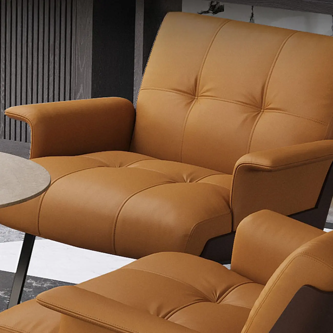 Modern Tufted Microfiber Leather Accent Chair with Arms