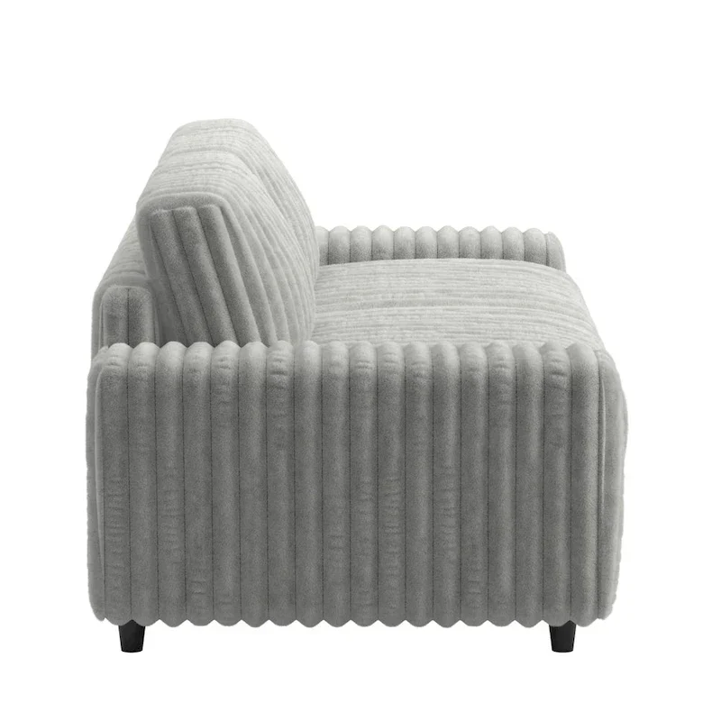 Furry Channel Fabric Loveseat with Track Arms