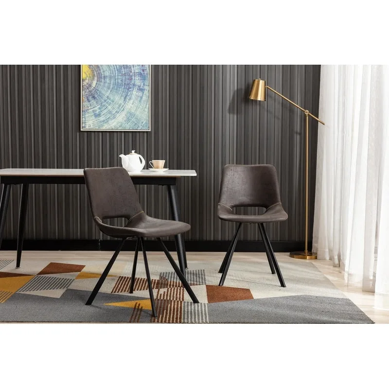 Modern Faux Leather Dining Chairs with Metal Frame (Set of 2) - 20  H x 14.5  W x 20  D