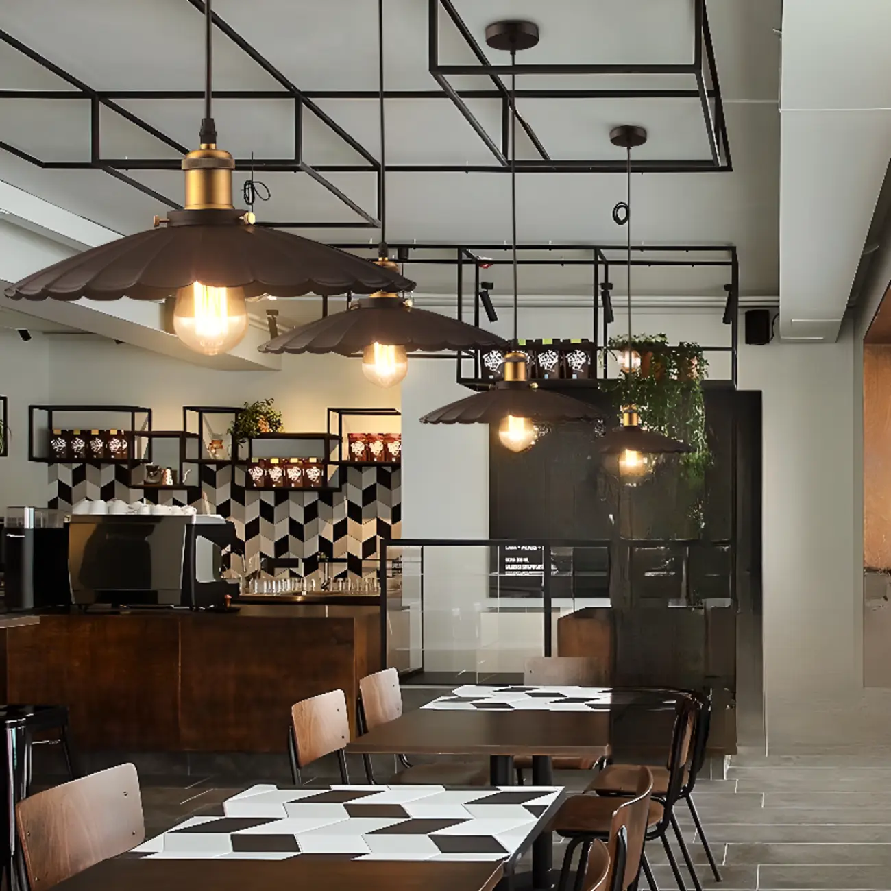 Industrial Adjustable Black Round Pendant light