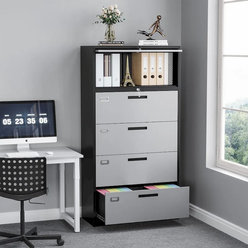 4-Drawer Lateral File Cabinet with Lock