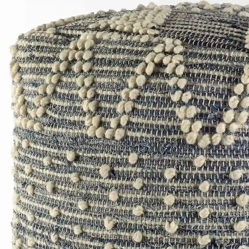 Blue Geometric Pouf Ottoman