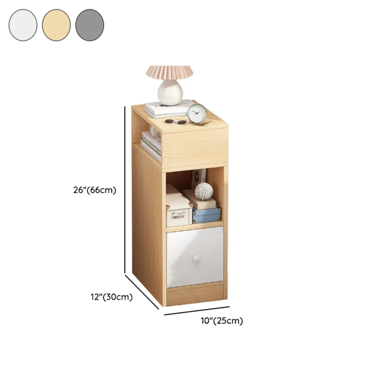 Natural Finish Casual Engineered Wood 3 Drawer Nightstand