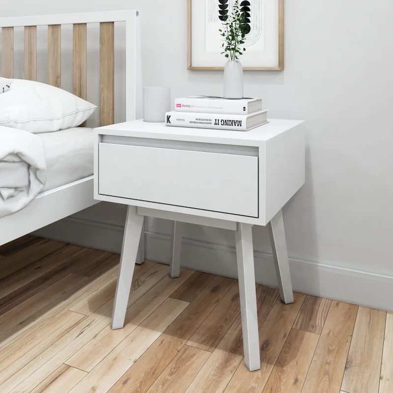 Plank and Beam Scandinavian Nightstand with 1 Drawer