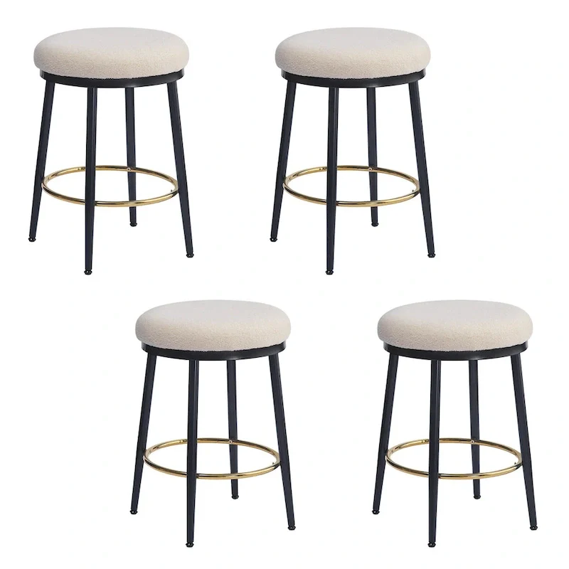 Altrium Modern Upholstered 24.75-Inch Round Backless Counter Stools with Iron Frame (Set of 4) by Christopher Knight Home