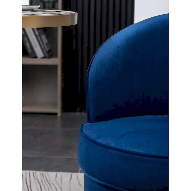 Blue 22  Upholstered Velvet Accent Chair with Swivel Base