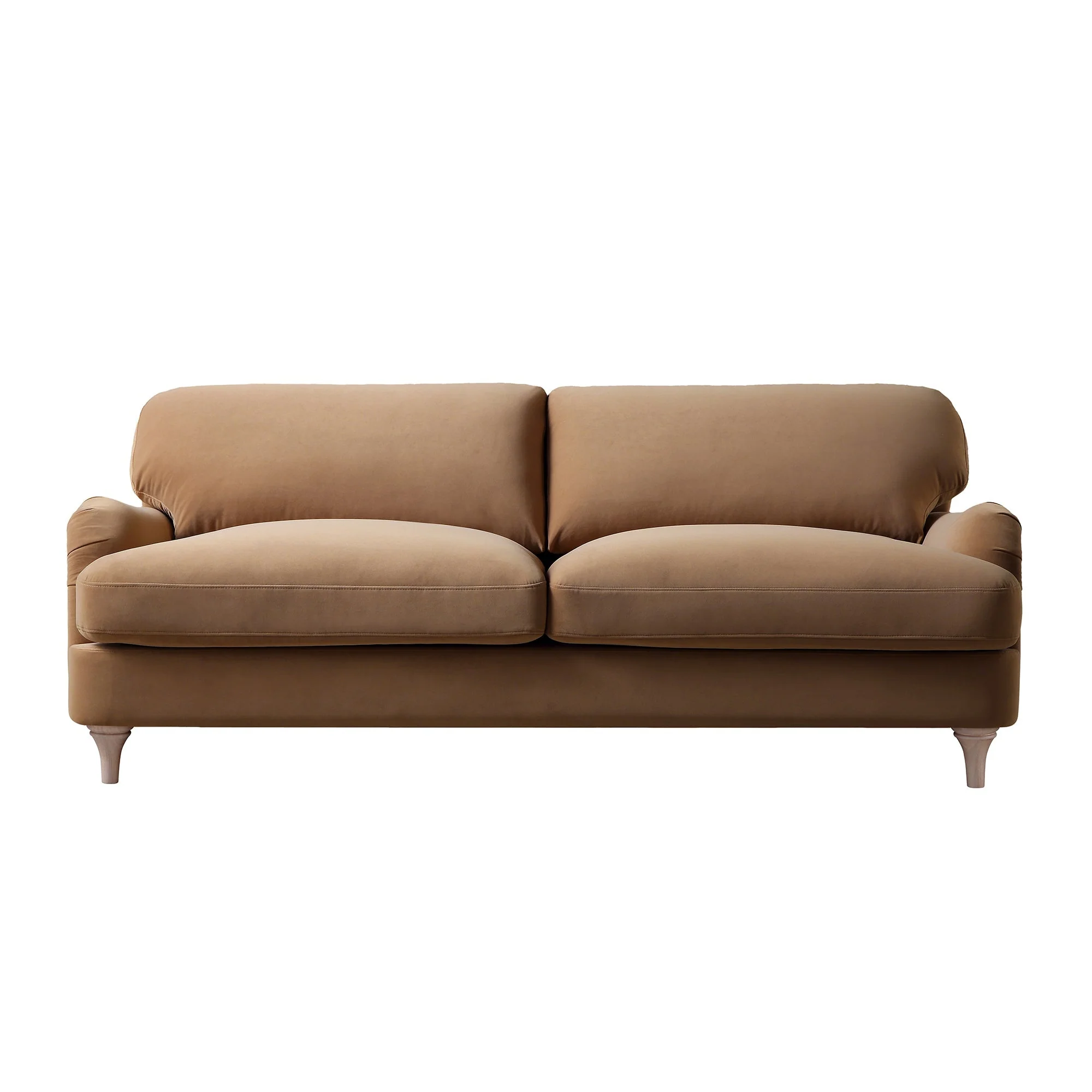 Camel Velvet Sofa, 3-Seater